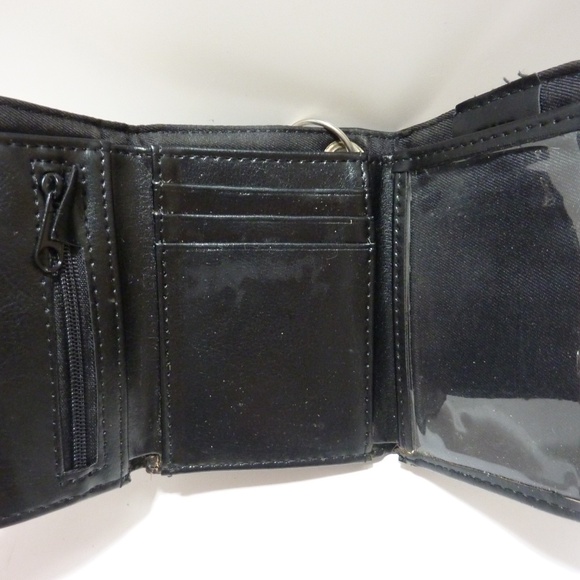 Mens Black Leather Trifold Wallet ID Window Credit Card Case Holder KEYCHAIN - Picture 4 of 10